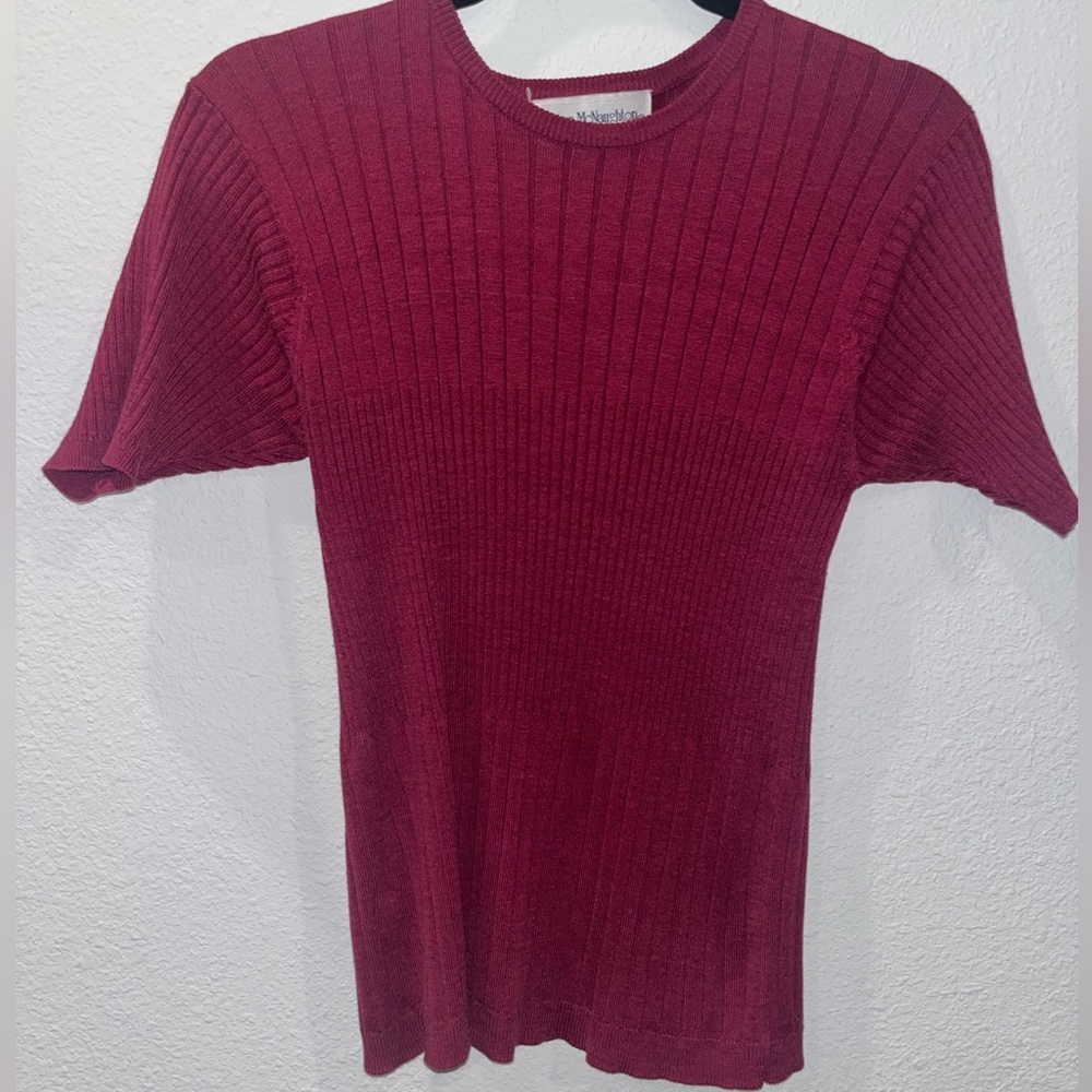 Norton McNaughton Burgundy Ribbed Knit Top